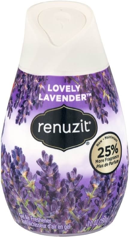 Renuzit Gel Solid Air Freshener, Lovely Lavender Scent, Nonstop Freshness, 12 Total Air Freshener Cones, Brand is Renuzit. - Product Image