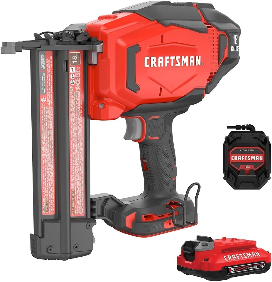 CRAFTSMAN V20 Cordless Brad Nailer, 18 Gauge Nail Gun, with Battery and Charger (CMCN618C1) - Product Image