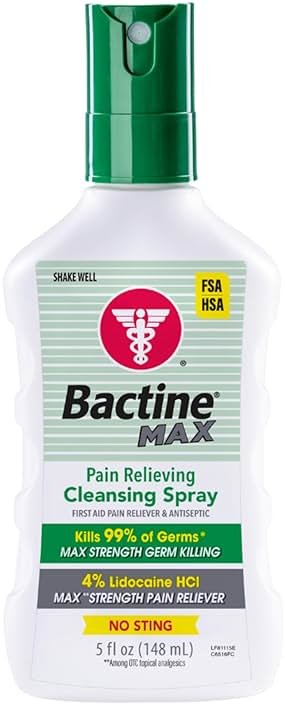 Bactine Max Pain Relieving Antiseptic Spray with Lidocaine, First Aid Pain + Itch Relief, No-Sting, Kills 99% of Germs*, 5oz - Product Image
