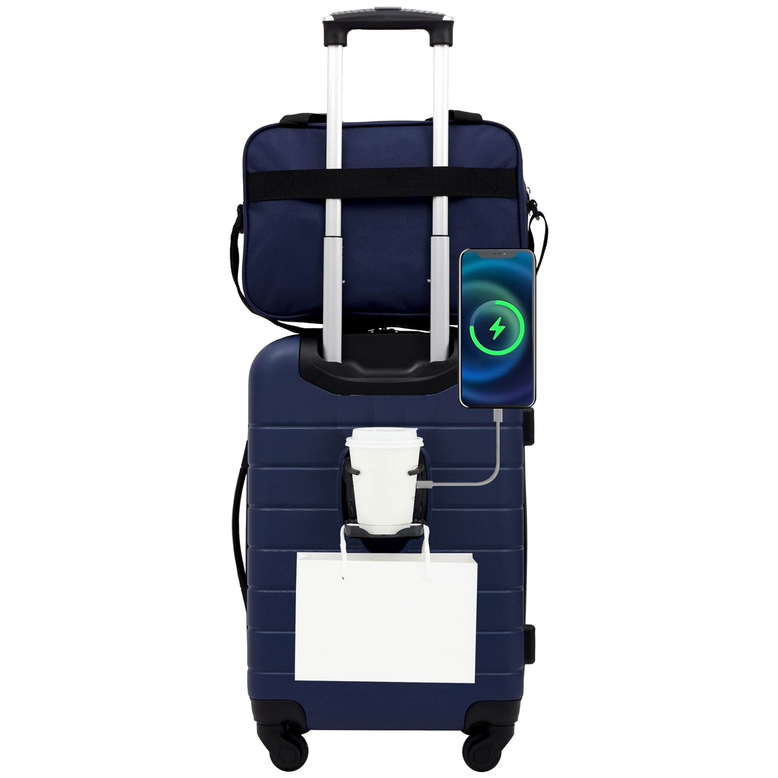 Wrangler Smart Spinner Hardside Luggage, 2 Piece Set, Navy Blue - Product Image