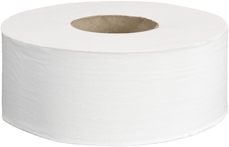AmazonCommercial 2-Ply White Jumbo Roll Toilet Paper, 9 in, Septic Safe, Compatible with Universal Dispensers, FSC Certified, 1000 Feet Per Roll (Pack of 12) - Product Image