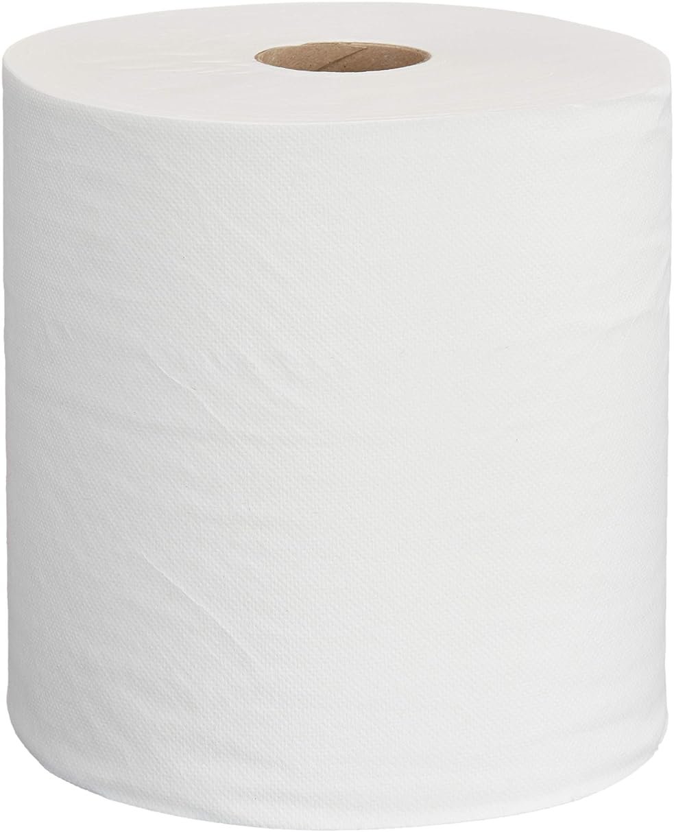 Amazon Basics 1-Ply White Hardwound Paper Towels | Bulk | High Capacity Roll | Compatible with Universal Dispensers | FSC Certified | 800 feet per Roll (6 Rolls) (Previously AmazonCommercial) - Product Image
