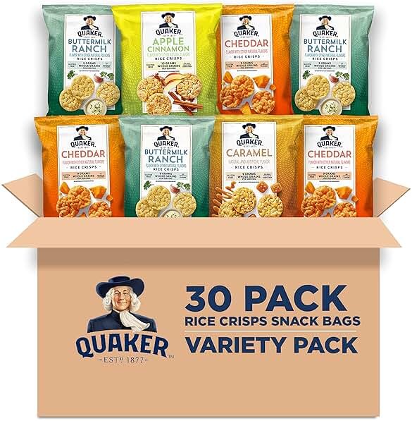 Quaker Rice Crisps, Gluten Free, 4 Flavor Sweet and Savory Variety Mix, Single Serve, 30 count - Product Image