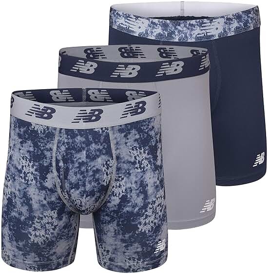 New Balance Men's Performance Boxer Briefs with Fly, Breathable Stretch Underwear, Moisture Wicking, Soft Waistband (3 Pack) - Product Image