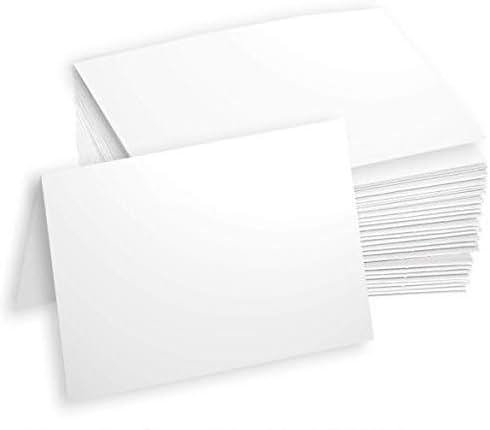Hamilco White Cardstock Paper for A1 Folded Cards – 3.5" x 4.875", 80 lb Cover, Blank Small Greeting, RSVP & Invitation Cards, 100 Pack - Product Image