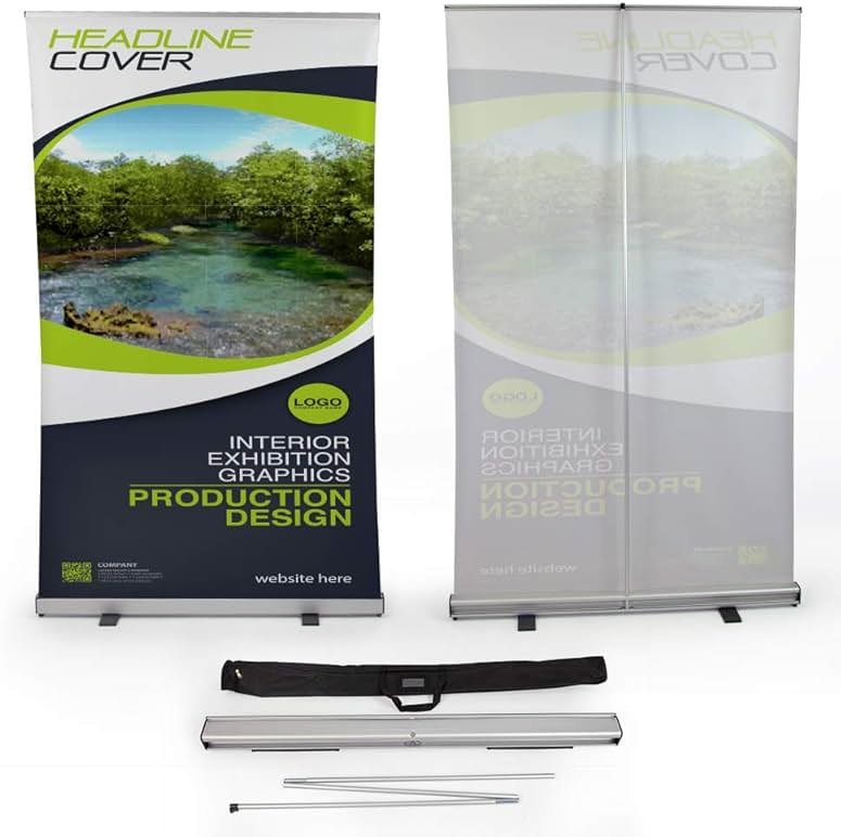 Vispronet 47in Roll Up Basic – 4.0ft x 6.9ft x 0.9ft Retractable Banner Stand - Includes a Sturdy Aluminum Base and a Padded Black Polyester Bag – Hardware Only, Print Not Included - Product Image