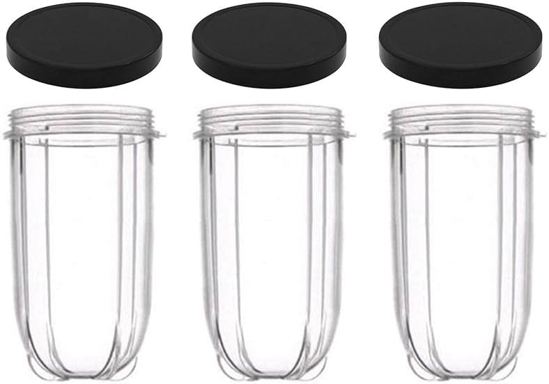 16oz Cups 6 Piece Set - 3 Replacement Cups WITH LIDS for Magic Bullet Blender LIDS INCLUDED - Product Image