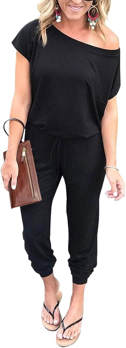 PRETTYGARDEN Jumpsuits for Women 2026 Summer Dressy Off Shoulder Romper Spring Vacation Travel Lounge Outfits Clothes - Product Image
