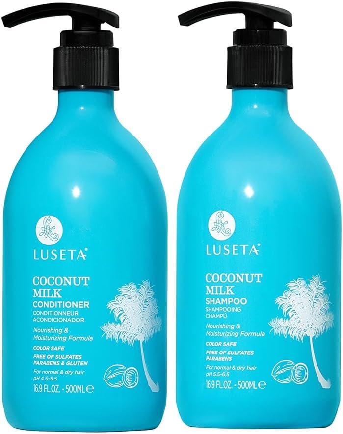 Luseta Coconut Oil Shampoo and Conditioner Set – with Argan, Avocado & Almond Oil – Moisturizing, Frizz Control & Split End Repair Sulfate Free, Color Safe for All Hair Types 16.9oz*2 - Product Image