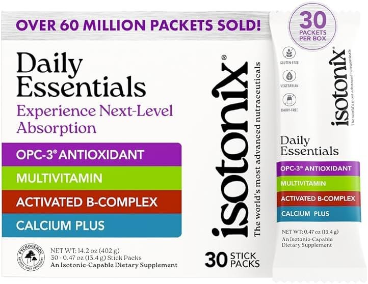 Isotonix® Daily Essentials Multivitamin Powder Packets – 4-in-1 Formula with Multivitamin, Activated B-Complex, Calcium Plus & OPC-3 with Pycnogenol® – Isotonic Delivery – Gluten Free-30 Packets - Product Image