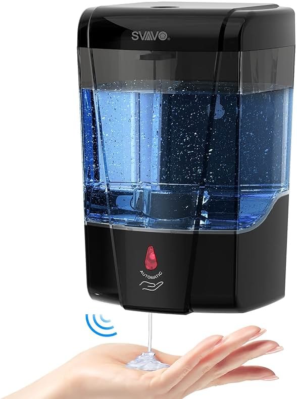 SVAVO Automatic Soap Dispenser Hand Soap Dispenser Wall Mount 600m/21 fl.oz, Touchless Electric Sensor Pump Battery Operated for Offices Home Kitchen Bathroom Hotel Restaurant Commercial - Product Image