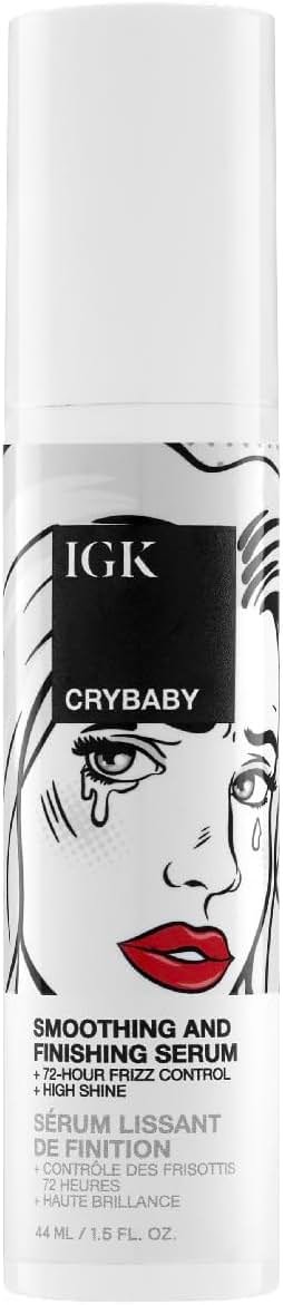 IGK CRYBABY Smoothing & Finishing Serum | High Shine + Frizz Control + Lightweight | Vegan + Cruelty Free | 1.5 Oz - Product Image
