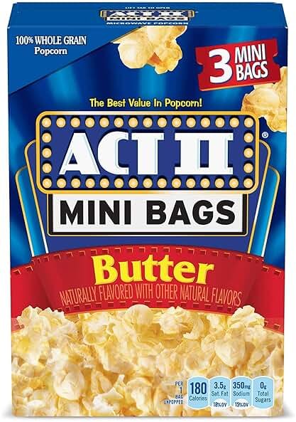 Act II Mini Bags Butter Microwave Popcorn, 1.58 oz., 3-Count Bags (Pack of 12) - Product Image