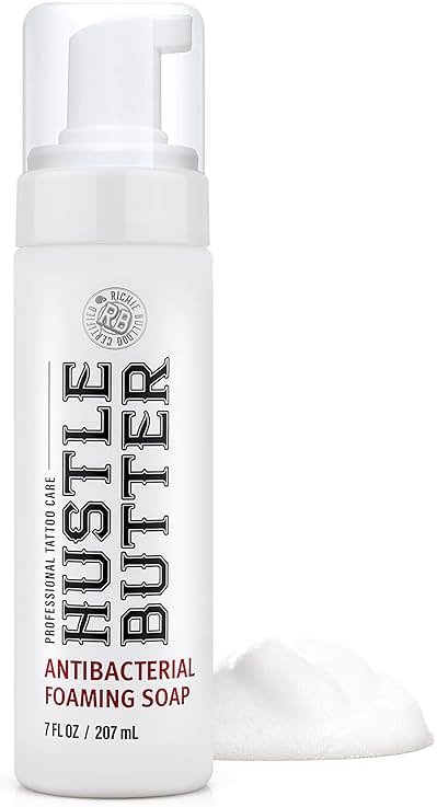 Hustle Bubbles Tattoo Aftercare Tattoo Soap - Dermatologist Tested Cleanser To Clean New Tattoos & Piercings - Essential Body Art Supplies 7oz - Product Image