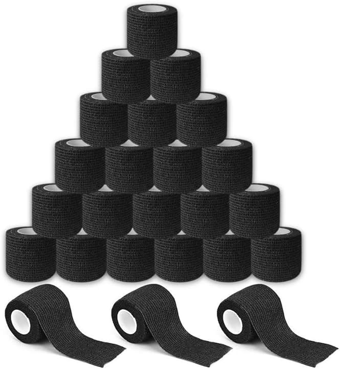 BISIBITA2 Sensi Wrap Grip Cover Sports Self Bandage Rolls 2-inch x 5-Yards 24pcs (Black) - Product Image