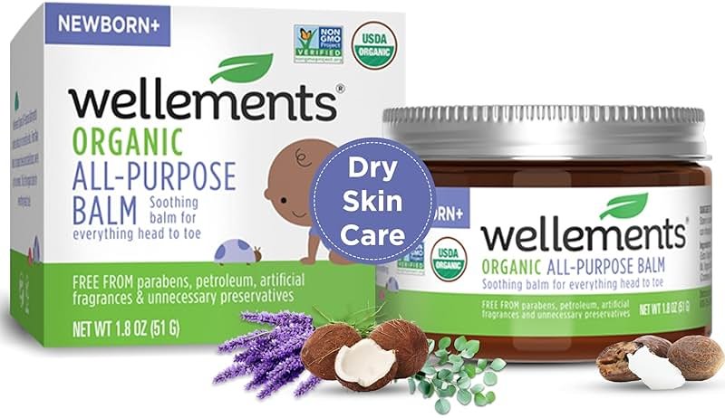 Wellements Organic All Purpose Balm for Babies and Kids (1.8 Fl Oz) | Gentle and Soothing All Over Baby Ointment* for Dry, Chafed and Sensitive Skin | Free from Petroleum, Parabens and Fragrances - Product Image