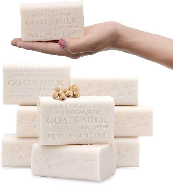 Australian Botanical Soap 6.6 OZ, Pack of 8, Goat Milk Soap Bars with Soya Bean Oil, Enriched with Organic Shea Butter, Suitable for All Skin Types, Packaging May Vary - Product Image