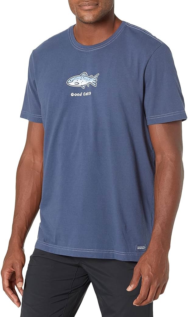 Life is Good Men's Crusher Tee Shirt, Short Sleeve Cotton Graphic T-Shirts, Good Catch Fish - Product Image