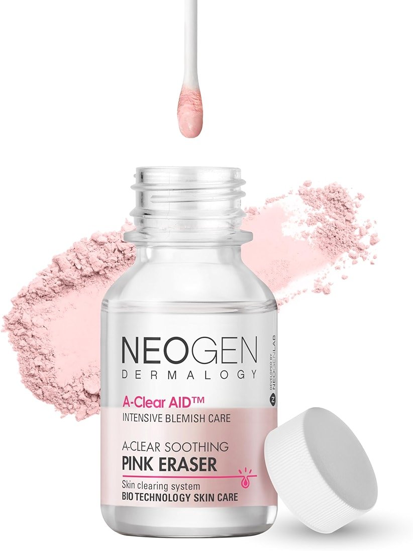NEOGEN A-Clear Soothing Pink Eraser, Spot Care, Blemish Care, Korean Skin Care, Pink Pimple Drying Power, Calamine Powder, Nighttime Spot for Face and Skin (0.50 Fl Oz) - Product Image