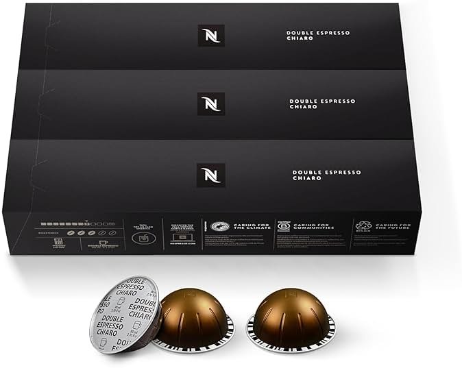 Nespresso Capsules Vertuo, Double Espresso Chiaro, Medium Roast Espresso Coffee, 30-Count Coffee Pods, Brews 2.7oz. - Product Image