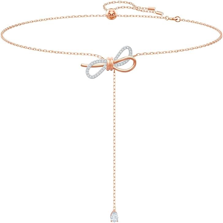 Swarovski Lifelong Bow Necklace and Bracelet Jewelry Collection, Clear Crystals, Rhodium Finish - Product Image