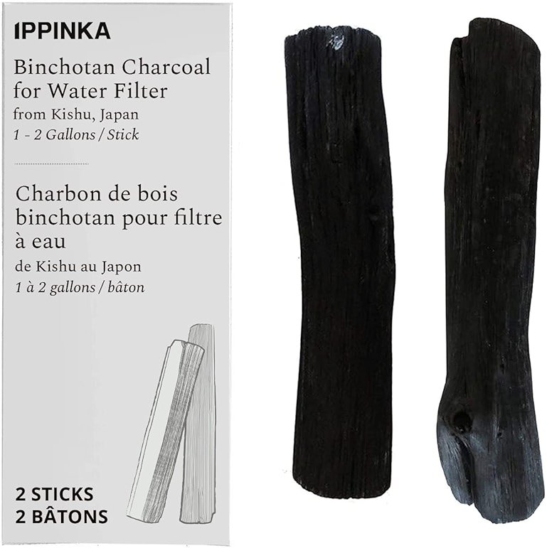 2X Large Binchotan Charcoal - Water Purifying Sticks for Great-Tasting Water from Kishu, Japan - Each Stick Filters 1-2 Gallons of Water - 2 Sticks - Product Image