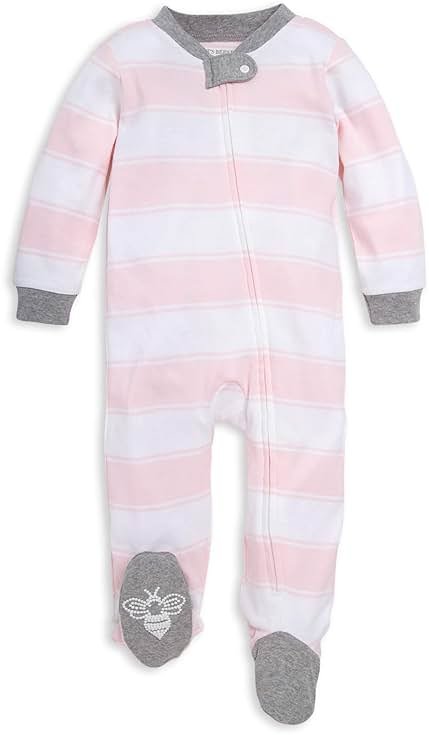 Burt's Bees Baby Organic Cotton Sleep and Play Footed Pajamas for Girls, Zipper PJ Newborn Sleeper with Non-Slip Bee Grips - Product Image