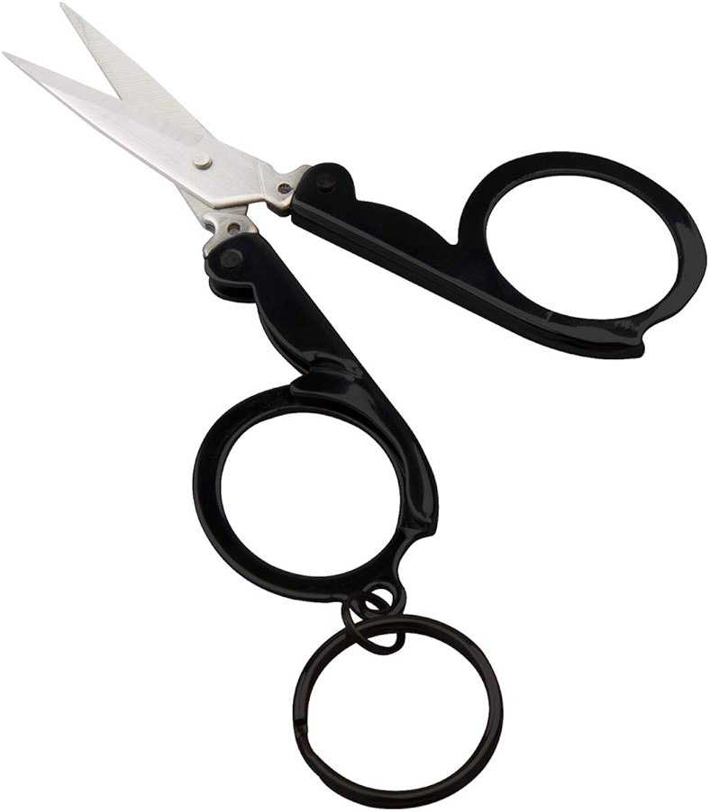 Munkees Mini Folding Scissors Keychain - Stainless Steel Portable & Foldable Travel Cutter Pocket Key Ring - Small Key Chain, Scissor Tool for Crafting, Emergency, Survival, Camping & Outdoors (1) - Product Image
