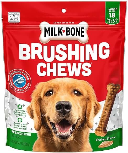 Milk-Bone Brushing Chews Original Chicken Flavor Daily Dental Dog Treats, Large, 24.2 Oz. Bag - Product Image