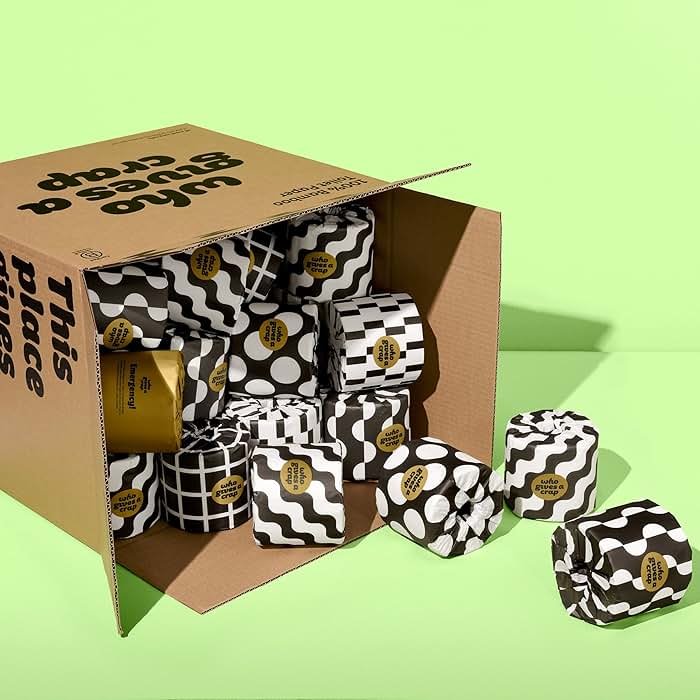 Who Gives A Crap 100% Bamboo Toilet Paper, 48 Rolls, 3 Ply, 370 Sheets, Long, Strong & Soft Toilet Tissue, Sustainable, Biodegradable, Renewable, Tree Free Bathroom Tissue Bulk Toilet Paper - Product Image