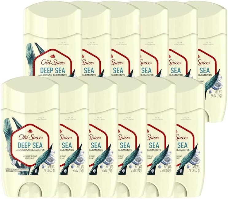 Old Spice Invisible Solid Antiperspirant Deodorant for Men, Deep Sea with Ocean Elements Scent, 2.6 Fluid Ounce (Pack of 12) - Product Image
