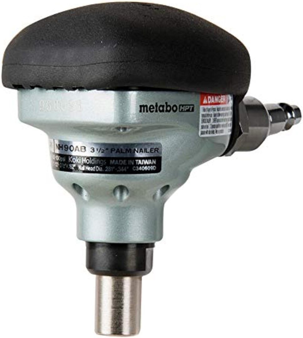 Metabo HPT Palm Nailer, Pro-Preferred Pneumatic Power Nailers, Palm Tool for Joist Hangers & Connectors, Magnetic Nose for Precise Fastening, 360° Swivel Plug, 2-1/2″ to 3-1/2″ Bulk Fasteners, NH90AB - Product Image
