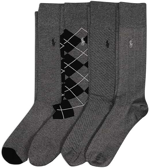 POLO RALPH LAUREN Men's Assorted Pattern Dress Crew Socks (4-Pack) - Product Image
