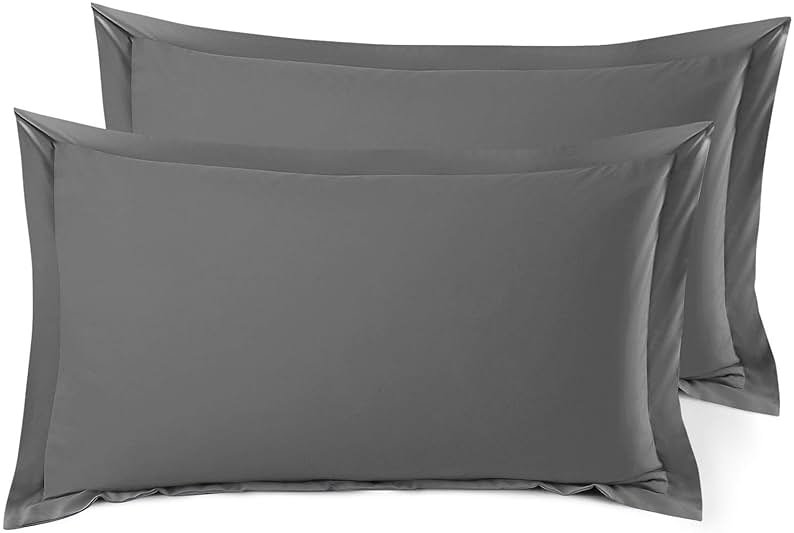 Nestl Soft Pillow Shams Set of 2 - Double Brushed Microfiber Pillow Covers - Hotel Style Premium Bed Pillow Cases, with 1.5” Decorative Flange, King 20"x36" - Gray - Product Image