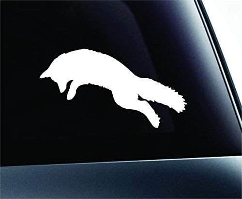Jumping Arctic Fox Symbol Decal Funny Car Truck Sticker Window (White), Decal Sticker Vinyl Car Home Truck Window Laptop - Product Image