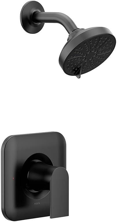 Moen Genta LX Pressure Balancing Eco-Performance Modern Shower Trim with Showerhead and Lever Handle, Posi-Temp Valve Required, Matte Black, T2472EPBL - Product Image