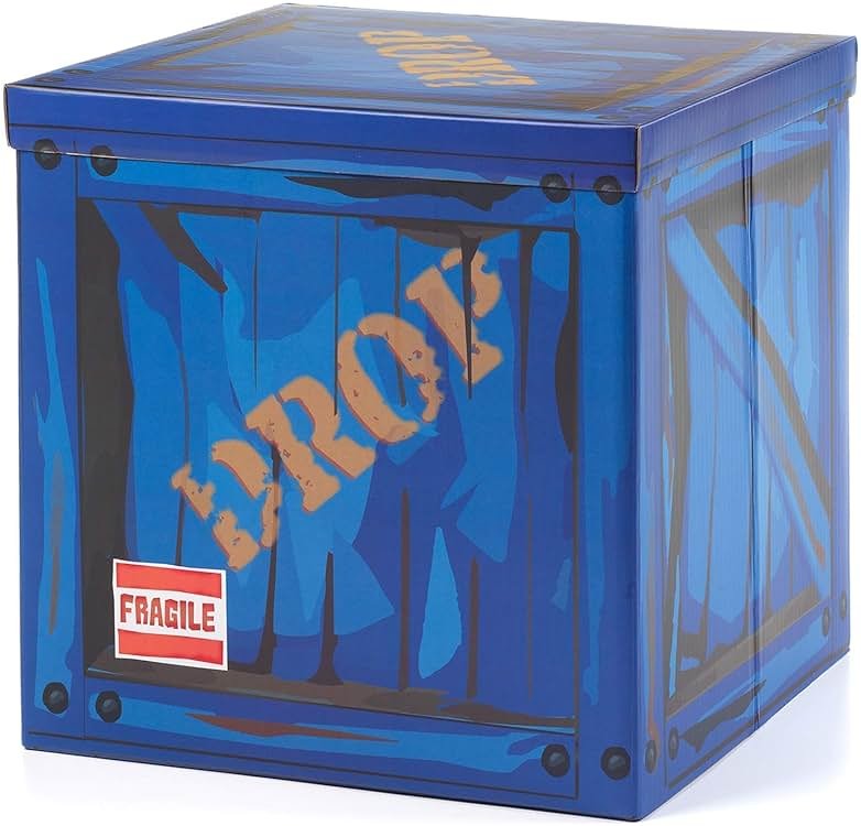CAMP LINER Loot Drop Box – Large 14”x14”x14” Cardboard Box | Fun Party Decor & Storage Cube, Easy Assembly - Product Image