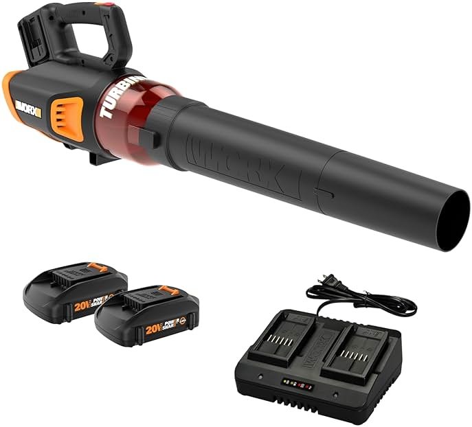 WORX Cordless Leaf Blower, Electric Blower for Lawn Care wth Brushless Motor, 2 × 2.5 Ah Batteries & Charger Included, WG584 - Product Image