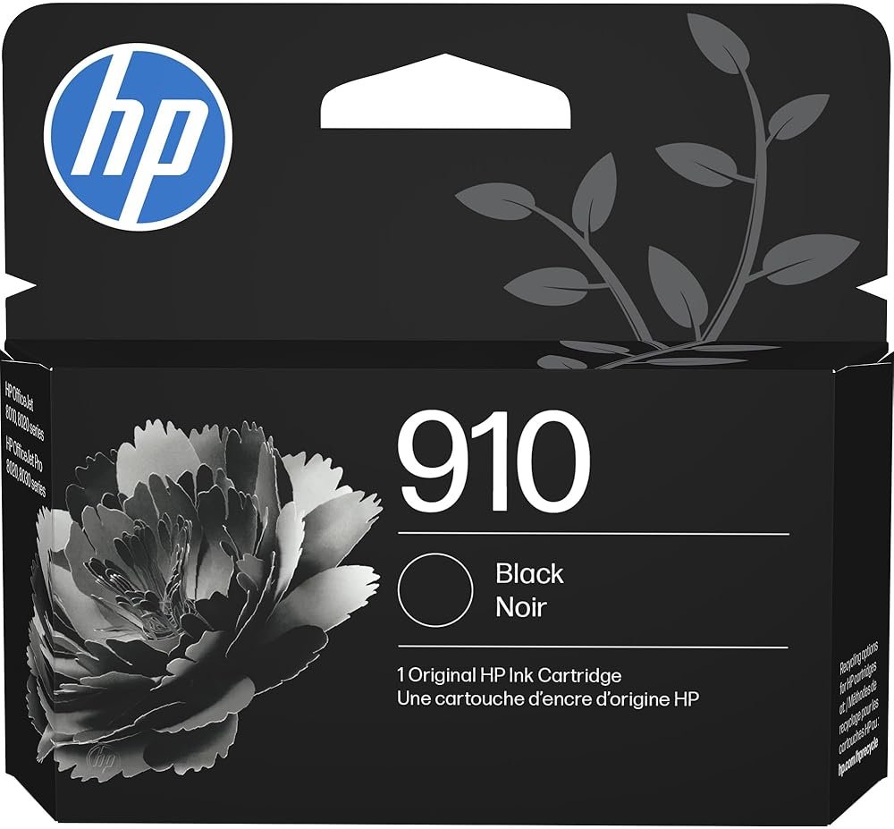 HP 910 Black Ink Cartridge | Works with OfficeJet 8010, 8020 Series, OfficeJet Pro 8020, 8030 Series | Eligible for Instant Ink | 3YL61AN - Product Image