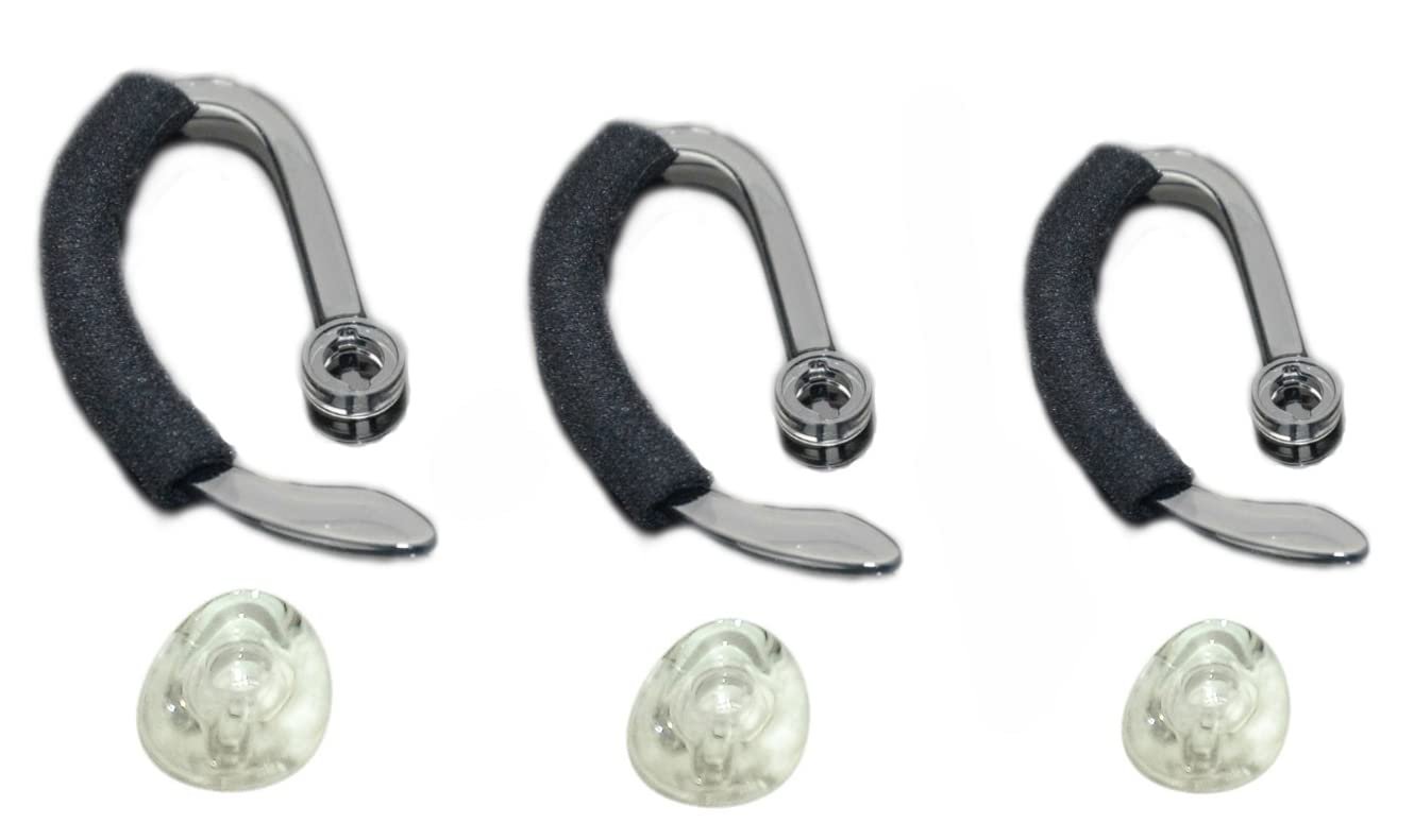 3X Same Size Replacement Earbuds Ear Tips + Ear Hook Loops + Foam Spare Fit Kit for Plantronics CS540 Savi W440 W740 W745 WH500 EarLoops EarHook Ear Bud Sleeve Part (Mixed L/M/S) - Product Image