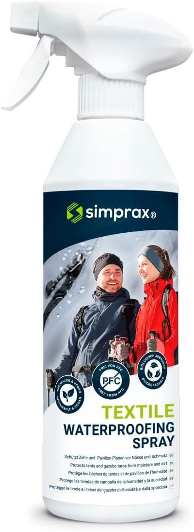 simprax® Textile Waterproof Spray Eco-Friendly & Skin-Safe | Water-Based Waterproofing for Gore-Tex, Sympatex & Softshell | Biodegradable Waterproofing Spray for Fabric Outdoor | Made in Germany - Product Image