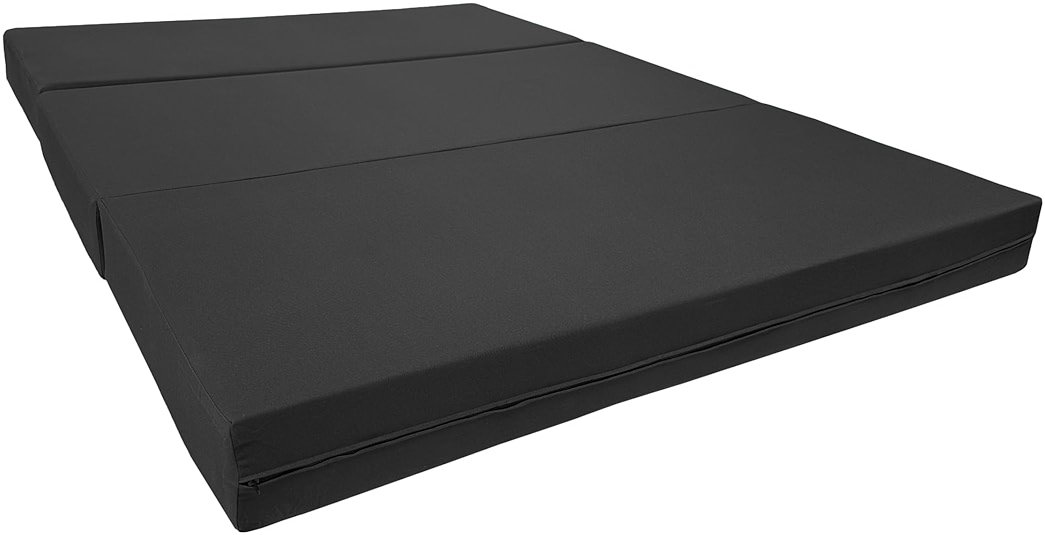 D&D Futon Furniture Trifold Foam Bed, Folding Ottoman Mattress (Black, Full Size (6 x 54 x 75)) - Product Image