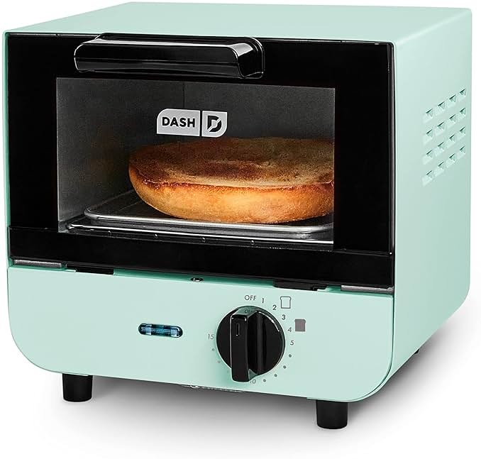 Dash Mini Toaster Oven | Small Toaster Oven for Dorms, Apartments, & Small Kitchens, Adjustable Timer Dial with Auto Shutoff, Removable Cooking Tray & Crumb Catch, Aqua - Product Image