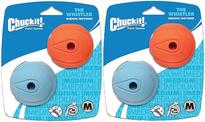 Chuckit! Dog Fetch Toy Whistler Ball Noisy Play Fits Launcher Medium 4 Balls2 - Product Image