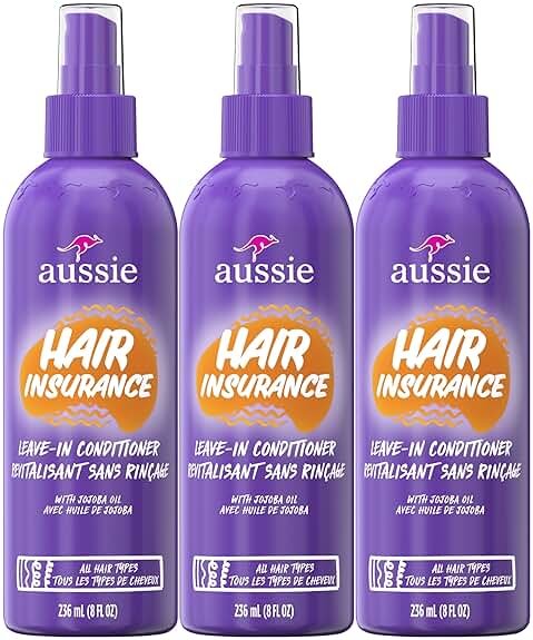 Aussie Hair Insurance Leave-In Conditioner Spray: Moisturizing Frizz Control & Detangler with Jojoba Oil (8 Fl Oz Each, 3-Pack) - Product Image