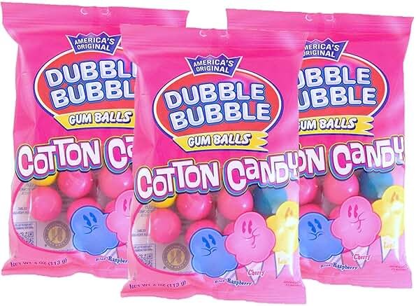 Dubble Bubble Cotton Candy Gum Balls, 4 Ounce, Pack of 3 - Product Image