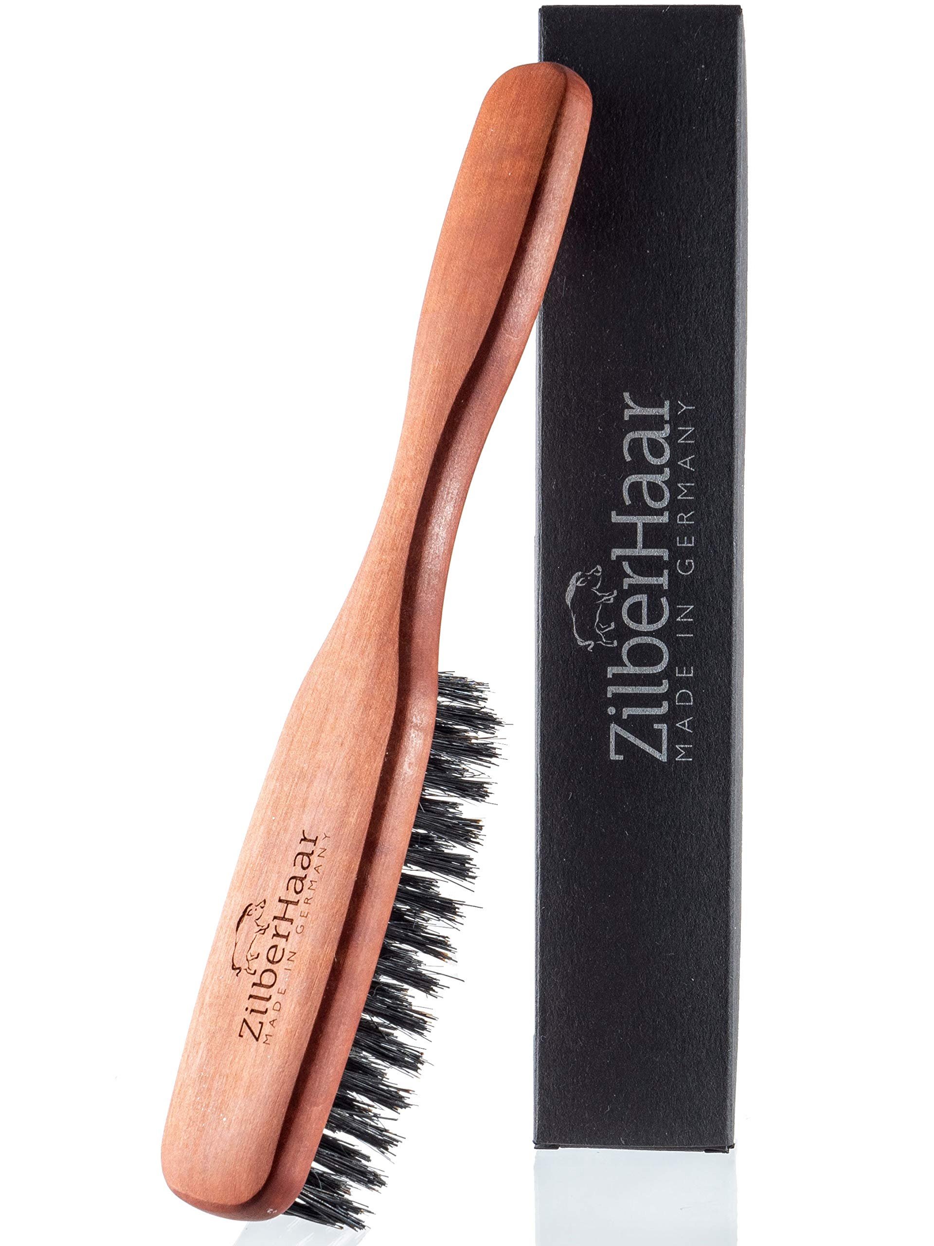 ZilberHaar Long Hair & Beard Brush - Made From Stiff First Cut Boar Bristles And Pearwood - Perfect Beard Care for Men - Works with all Beard Balms and Oils - 8.5 inches long - Product Image