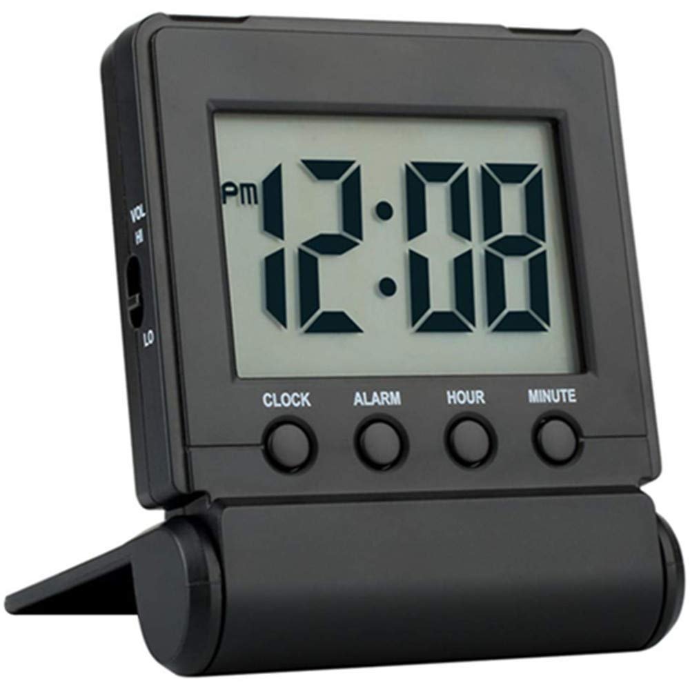 FAMICOZY Compact Digital Travel Alarm Clock with High/Low Volume Options,Simple to Set,Easy to Read,Bold Digits,Snooze Backlight,Quality Construction,2 AAA Battery Operated,Black - Product Image