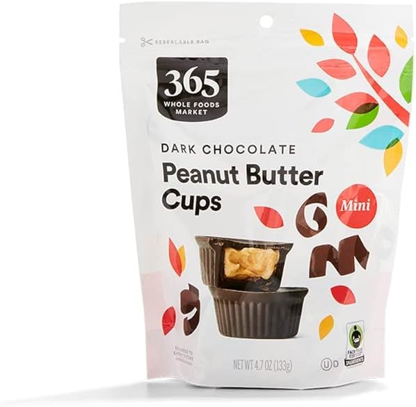 365 by Whole Foods Market, Mini Dark Chocolate Peanut Butter Cups, 4.7 Ounce - Product Image