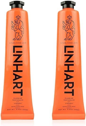 LINHART Toothpaste - Enamel Care, Gentle Formula for Sensitive & Normal Teeth, Supports Healthy Gums and Fresh Breath, Portable On-the-Go Oral Care 3.4 Ounce (Pack of 2) Mint Flavor - Product Image